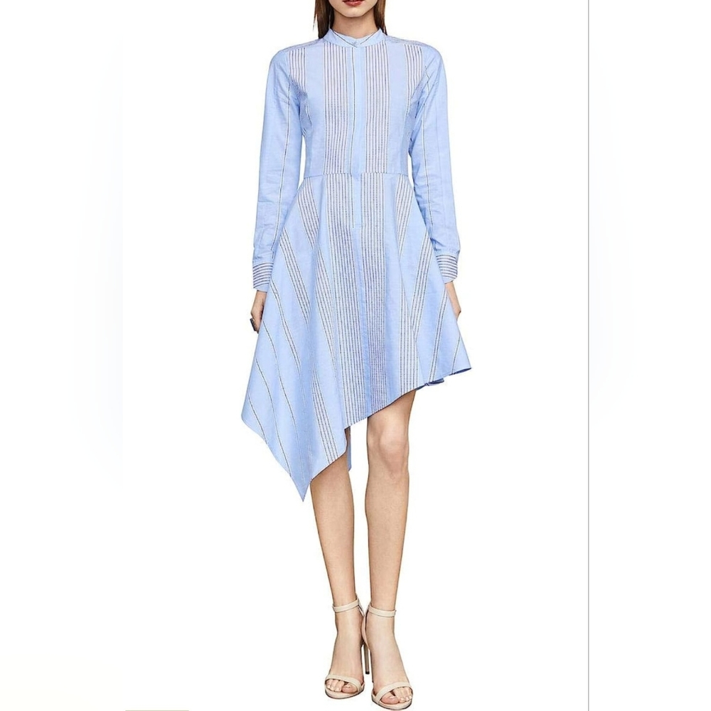 BCBG MAXAZRIA Rayanne Asymmetrical Shirt Dress Blue Size S